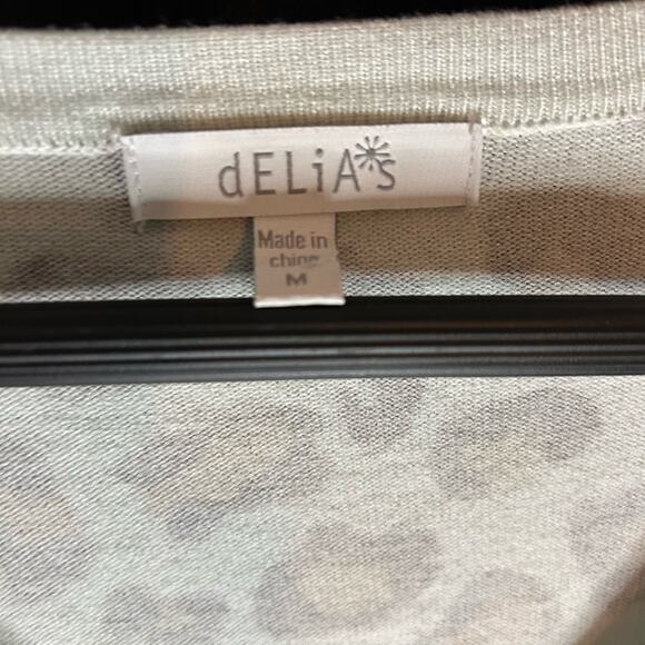 Vintage dELiA*s Leopard Print Cardigan Baby Blue – Y2K 90s Grunge Medium - Picture 2 of 5